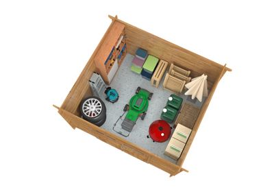 Abri de jardin en bois traité autoclave marron Lola 1 - ép.28mm - 11,1 m² hors-tout - WHITE WOOD