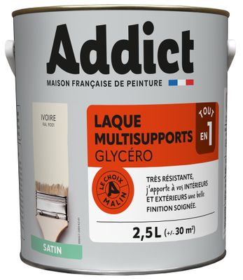 Laque Multisupports Satin 2,5 L ivoire Ral 9001 - ADDICT