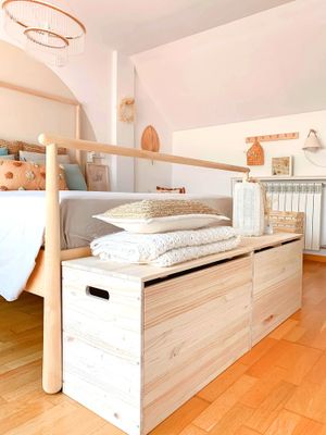 Coffre de rangement en pin massif L.80 x P40 x H.50