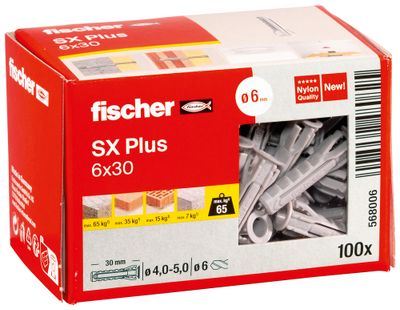 Chevilles SX PLUS diamètre 6 longueur 30 mm par 100 FISCHER