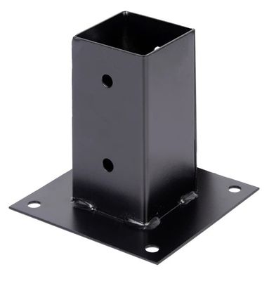 Embase poteau bois carré métal galvanisé laqué noir - 71 x 71 x 150 mm - ALBERTS