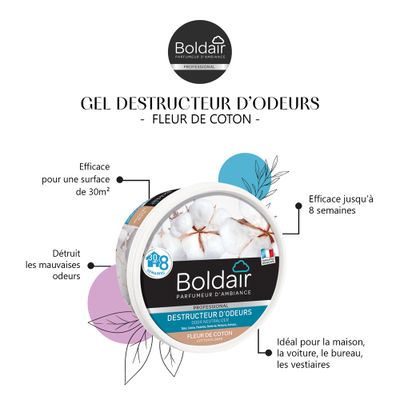 Gels destructeur d'odeurs Fleur de coton 300g BOLDAIR