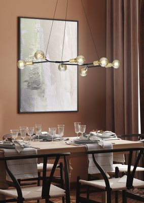 Suspension E27 Cross noir et bronze 7x28W - TRIO