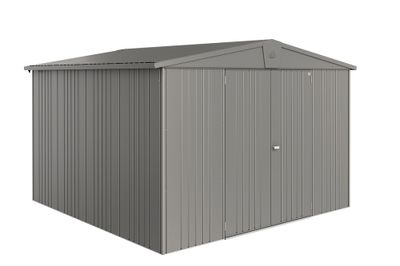 Abri de jardin en métal Europa 8.64 m² gris quartz Taille 7 BIOHORT Livraison à domicile incluse