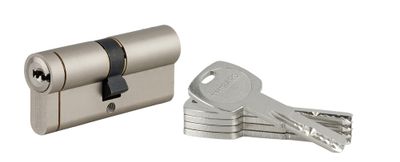 Cylindre de serrure double entrée débrayable 35 x 35 mm Transit 1 haute sécurité nickelé 5 clés longues THIRARD