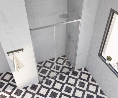 Porte de douche coulissante 120x185 cm profilé chrome verre transparent 4 mm Primera - OCEA