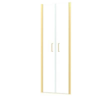 Porte de douche battante 80x200 cm profilé or verre transparent 6 mm Saloon - AURLANE
