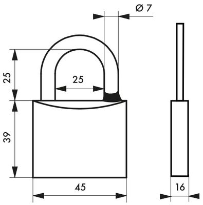 Cadenas à clé Mach 3 largeur 45 mm anse haute 128 mm THIRARD