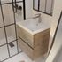 Meuble de salle de bains Timber 2 tiroirs L50 x H56 x P40 cm MDF chêne naturel vasque blanche - AURLANE