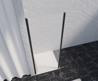 Paroi de douche latérale fixe 90x200 cm profilé noir verre transparent 8 mm Signature - OCEA