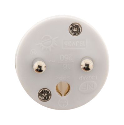 Fiche électrique mâle 2 pôles+terre 16 A blanche