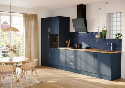 Façade tiroir pour meuble de cuisine Lotus bleu indigo mat 28 x 60 cm OFITRES