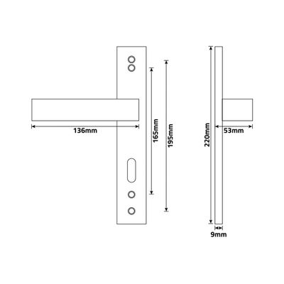 Poignées de porte double entraxe Celio noir mat à clé ALPERTEC