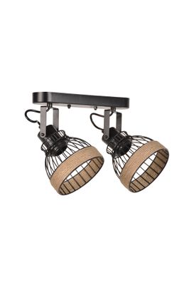 Réglette 2 spots E27 Brooks noir et corde 2x15W - COREP