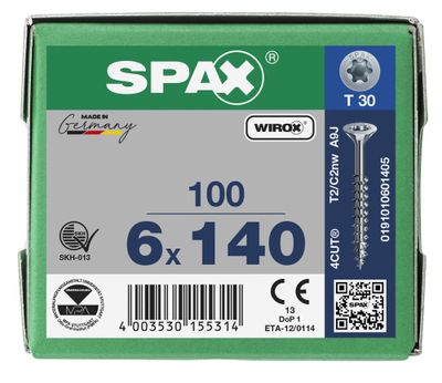 Vis tête fraisée T-star 6 x 140 mm par 100 SPAX