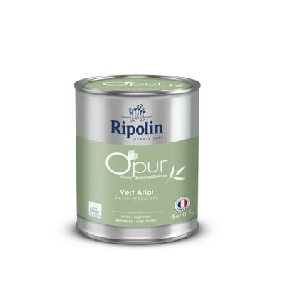 Peinture O'pur murs boiseries radiateurs Vert Arial satin 0,5 L - RIPOLIN