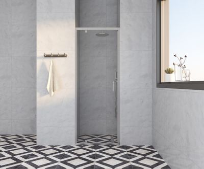 Porte de douche pivotante 80x185 cm profilé chrome verre transparent 4 mm Primera - OCEA