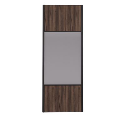 Porte de placard Miroir et Noyer Fumé Profil noir H 248,5 x L 92,2 cm YNGENIO