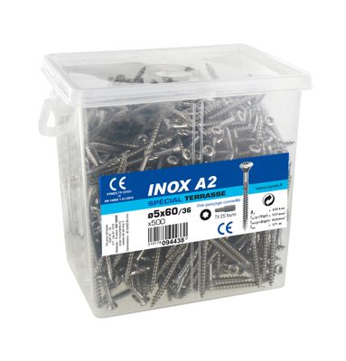 Vis terrasse inox A2 torx 5 x 60 mm par 500 VYNEX
