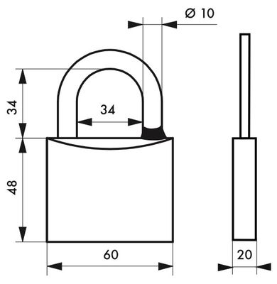 Cadenas à clé Mach 3 largeur 60 mm anse haute 128 mm THIRARD