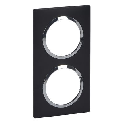 Plaque de finition 2 postes carrée Noir et chrome - Dooxie LEGRAND