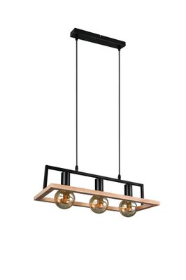 Suspension E27 Bano noir et bois 3x10W - TRIO