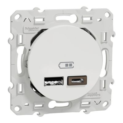 Double prise USB C et USB A blanc - Odace 2011 SCHNEIDER ELECTRIC