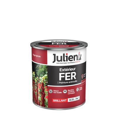 Peinture extérieur fer antirouille brillant Rouge Agricole 0,5 L - JULIEN