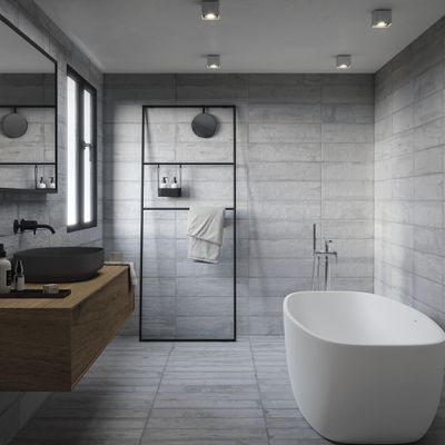 Carrelage sol et mur STUDIO gris ép 9 mm 32 x 62,5 cm paquet 1 m² CERAM INDUSTRIE