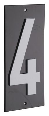 Plaque chiffre 4 à visser 56 x 130 mm  fond noir THIRARD