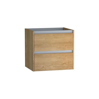 Caisson de salle de bains Thana 2 tiroirs L60 x H55 x P45 cm panneau de particules chêne naturel