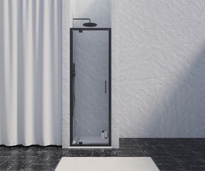 Porte de douche pivotante 80x200 cm profilé noir verre transparent 8 mm Signature - OCEA