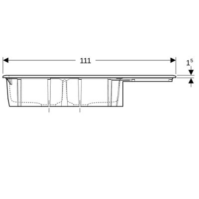 Evier de cuisine grès noir 112x50 cm 2 bacs 1 egouttoir Garrigue - PERLINE