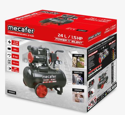 Compresseur à air silencieux 24 L 1,5 HP Power'N Silent - MECAFER