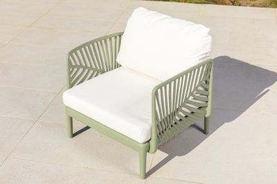 Salon de jardin PALMERA polypropylène vert sauge 4 places - JARDILINE