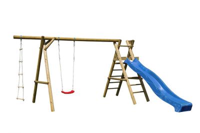 Aire de jeux en bois Henry avec balançoire échelle et toboggan - PALMAKO