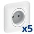 5 prises affleurantes 2P+T complètes blanc - Ovalis SCHNEIDER ELECTRIC