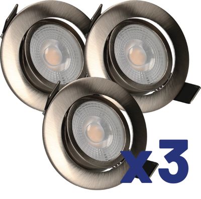 Spots LED encastrables orientables module remplaçable lumière blanc neutre Acier par 3 - Ruby ARLUX