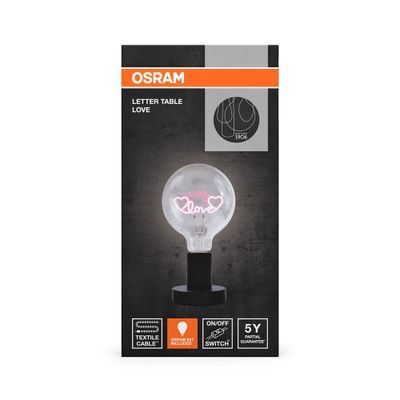 Lampe à poser avec ampoule à message néon E27 Love 1,2W - OSRAM