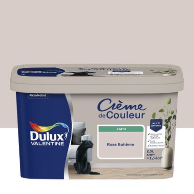 Peinture crème de couleur Rose Bohème Satin 2,5 L - DULUX VALENTINE