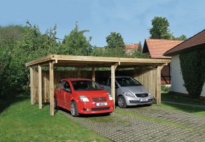 Carport double -  618 - 315 x 120 cm - toit en acier Livraison gratuite domicile WEKA