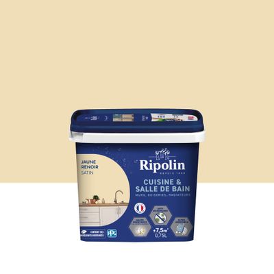Peinture Cuisine & Bain Jaune Renoir satin 0,75 L - RIPOLIN