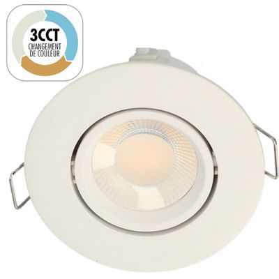 Spot LED encastrable salle de bain IP65 et BBC orientable Blanc - Atlas ARLUX