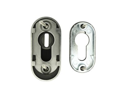 Rosaces de porte ovales de sécurité à cylindre acier mat ALPERTEC
