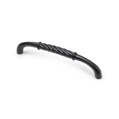 Poignée de meuble torsadée aluminium noir mat entraxe 128 mm REI