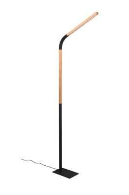 Lampadaire LED Norris noir et bois 1400 lumens blanc chaud - TRIO