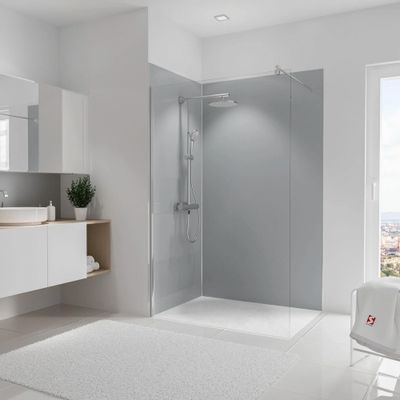 Panneaux muraux de douche 90+90x255 cm gris argenté DécoDesign Couleur - SCHULTE