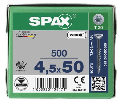 Vis tête fraisée T-star 4,5 x 50 mm par 500 SPAX