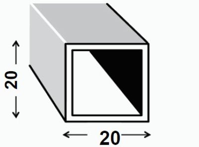 Tube carré acier PAF 20 x 20 x 1,2 mm 1 m CQFD