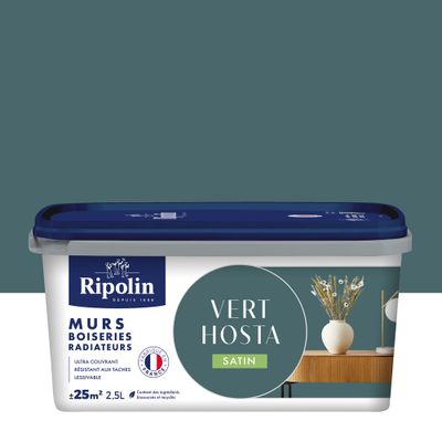 Peinture murs, boiseries et radiateurs vert hosta satin 2,5 L - RIPOLIN